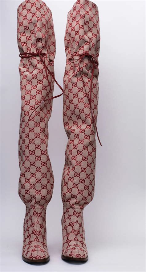 gucci over the knee high boots|gucci monogram thigh high boots.